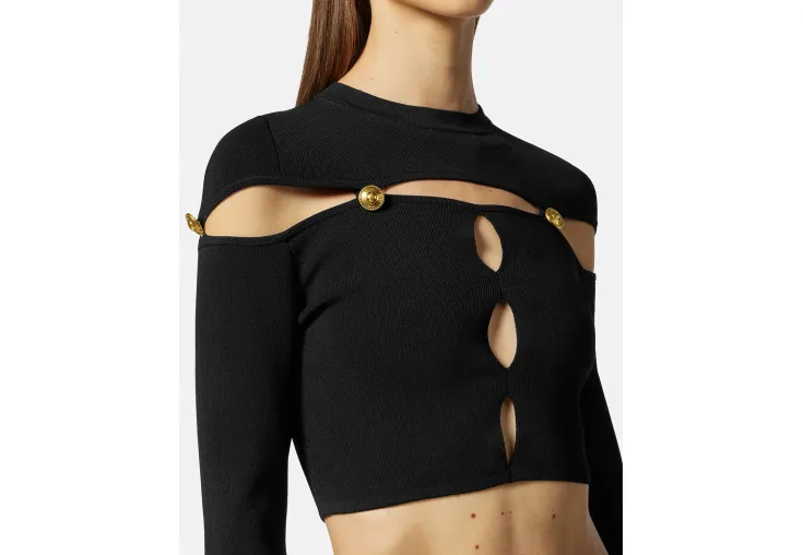 VERSACE CUTOUT CROPPED TOP