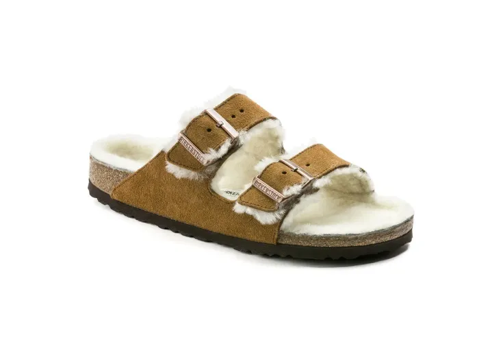 BIRKENSTOCK WOMEN'S SANDALS ARIZONA SHEARLING SUEDE LEATHER 1001135