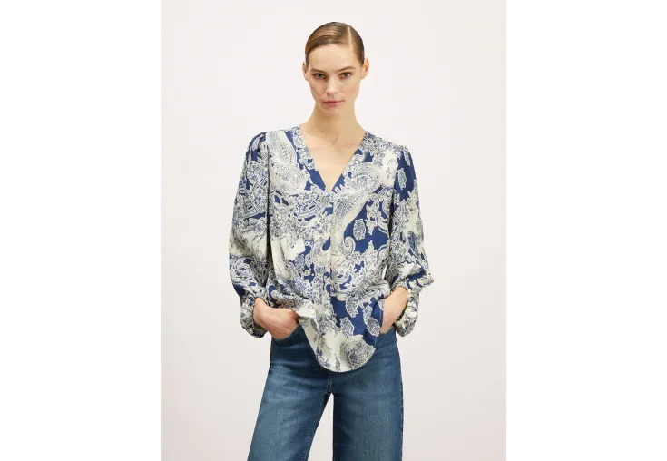 MOTIVI V-NECK JACQUARD BLOUSE 2689W000566N