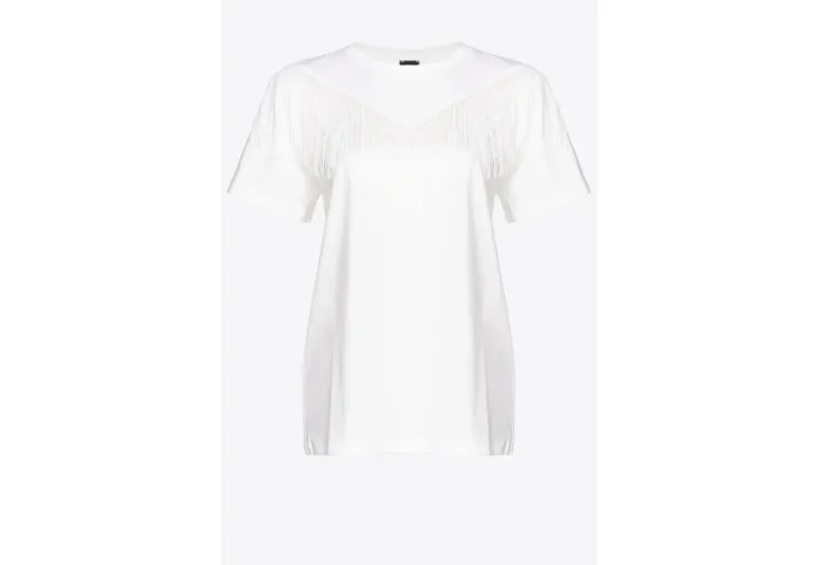 PINKO T-SHIRT WITH FINE FRINGING 103727A1XS