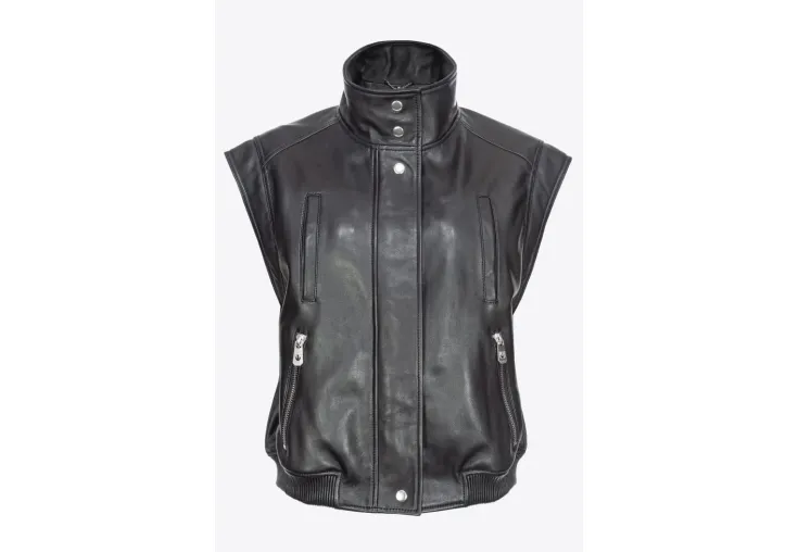 PINKO NAPPA LEATHER BIKER JACKET GAMBIA 103898A21L