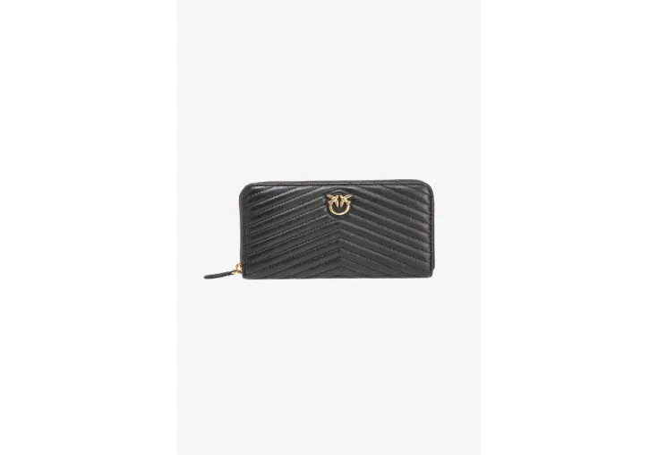 PINKO ZIP-AROUND WALLET IN CHEVRON-PATTERNED NAPPA LEATHER 100250A0GK