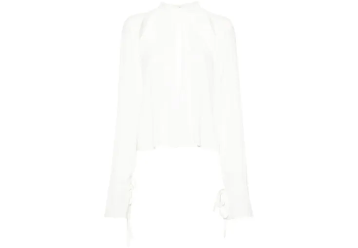 PINKO SILK-BLEND BLOUSE WITH RUFFLED SLEEVES METZ 103905A207