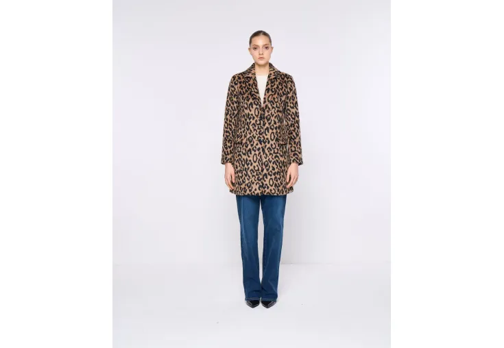 SILVIAN HEACH LEOPARD PRINT SINGLE-BREASTED COAT GPA24176CP