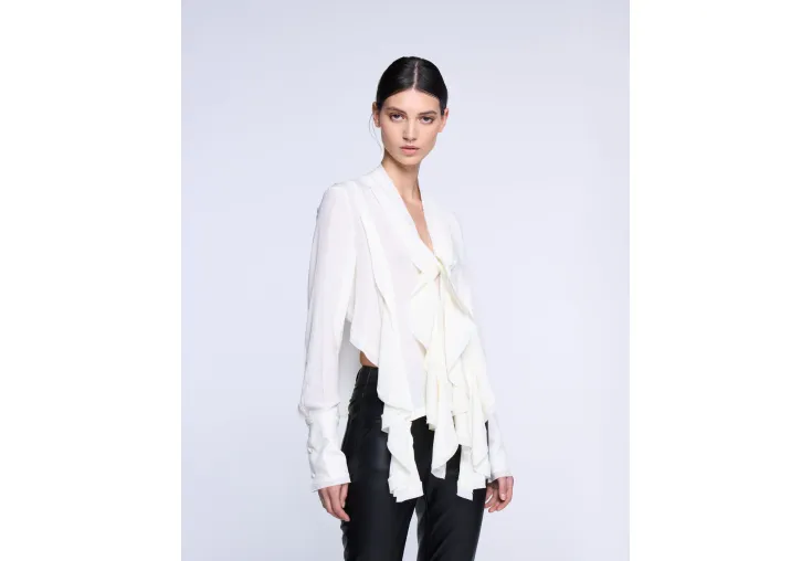 SILVIAN HEACH BLOUSE WITH RUFFLES CVA24008BL