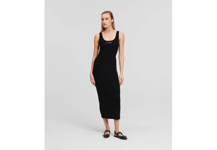 KARL LAGERFELD RIB-KNIT SLEEVELESS DRESS 245W1332