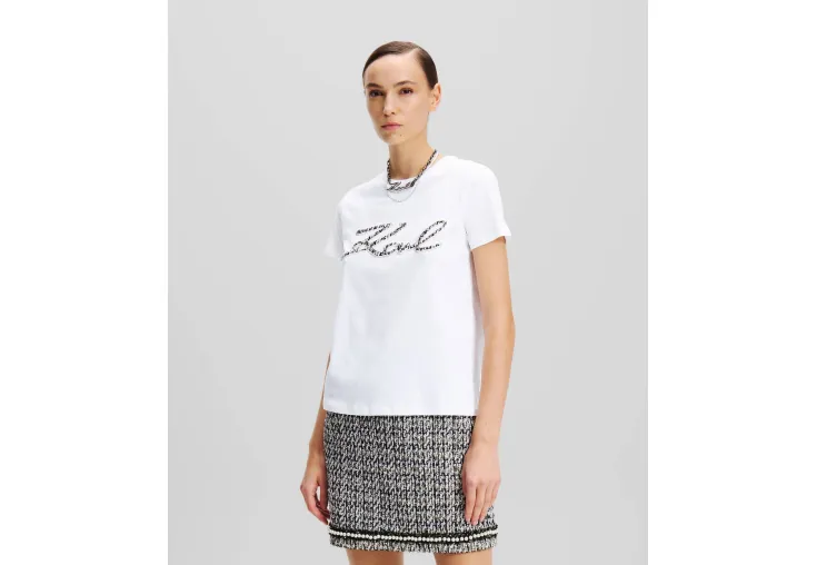 KARL LAGERFELD BOUCLÉ ​​KARL SIGNATURE T-SHIRT 246W1715