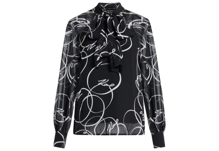 KARL LAGERFELD PRINTED BOW BLOUSE 245W1604