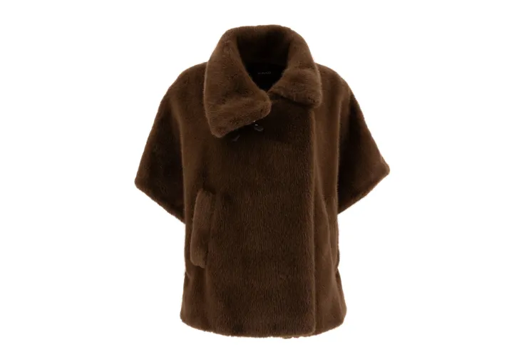 PINKO FAUX FUR CAPE COMODINO 103837 A1ZO