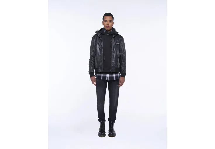 RICHMOND X LEATHER JACKET WITH ZIP CLOSURE UMA24219GB