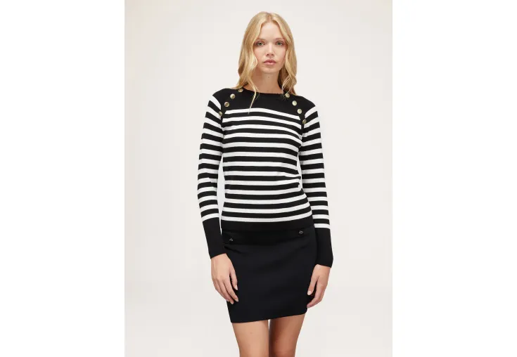 MOTIVI STRIPED BUTTON FEATURE SWEATER M4286000723N