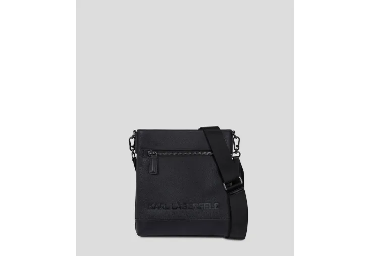 KARL LAGERFELD ΑΝΔΡΙΚΗ ΤΣΑΝΤΑ ΧΙΑΣΤΙ K/ESSENTIAL FLAT CROSSBODY BAG 246M3070