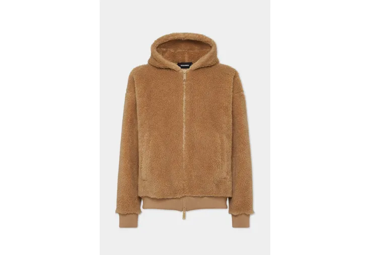 DSQUARED2 ICON NEW GENERATION RELAX FIT TEDDY ZIP SWEATSHIRT S79HG0016