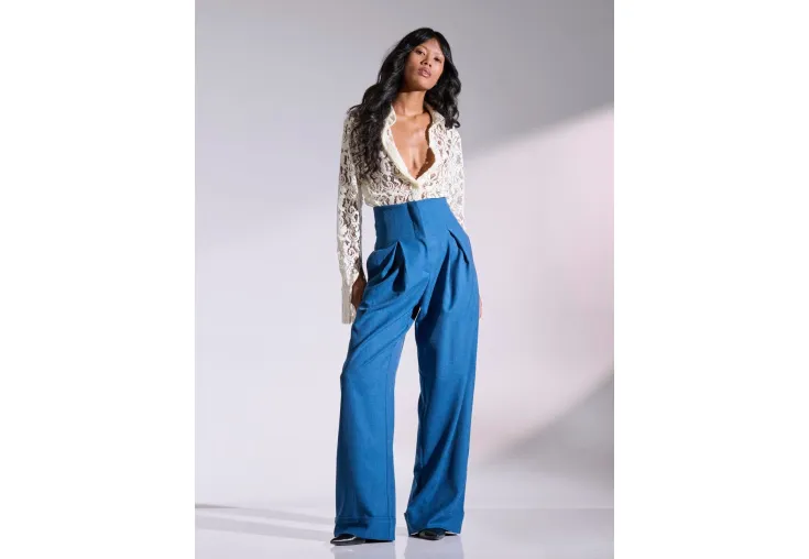 LIBELLOULA HIGH-WAISTED PANTS WITH PLEATS FERGIE