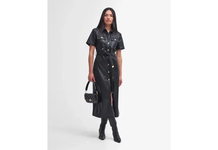 BARBOUR FAUX-LEATHER MIDI DRESS ARIA LDR0840