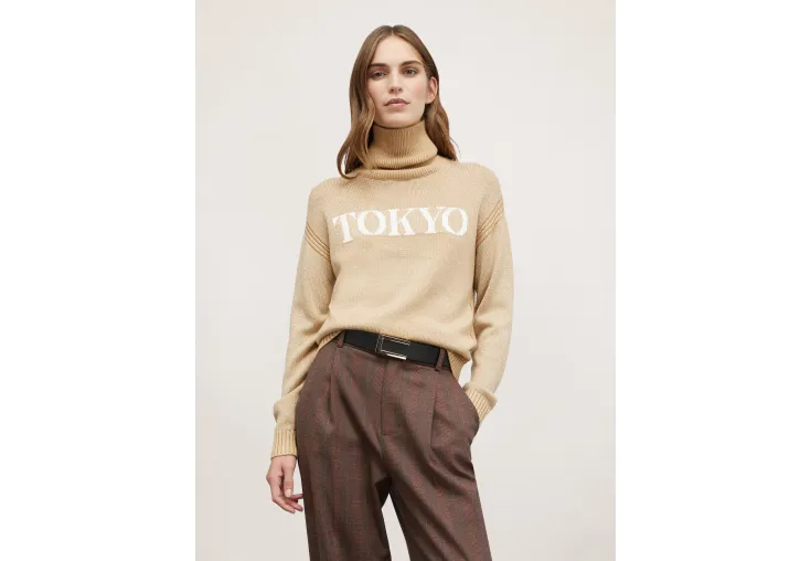 MOTIVI TURTLENECK SWEATER WITH JACQUARD LETTERING M6216000980N