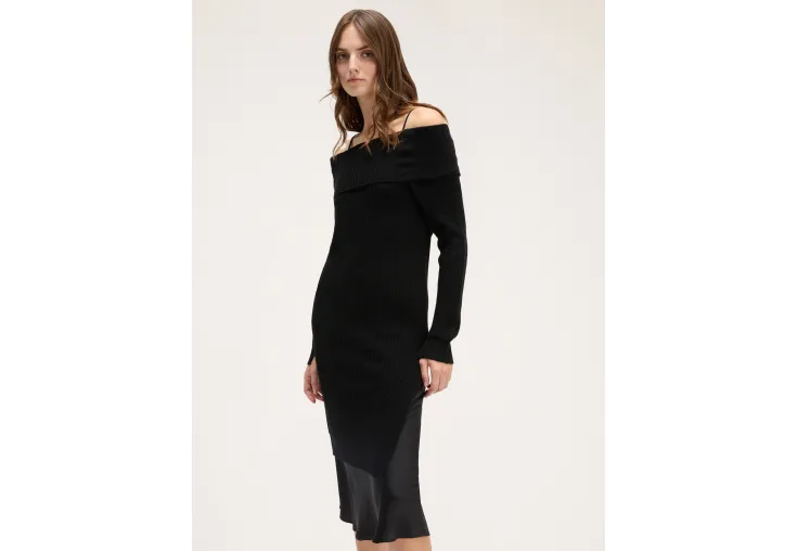 ΜOTIVI OFF-SHOULDER KNIT DRESS WITH SLIP 7666W001336N