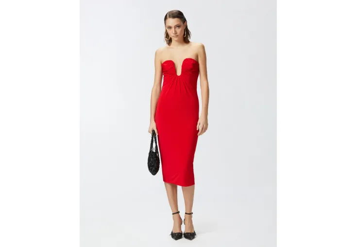 PINKO MIDI DRESS WITH CONTOURED NECKLINE CENERINO 105021 A2GS