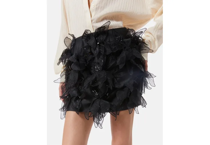 SILVIAN HEACH MINI SKIRT WITH FLORAL APPLICATIONS GPP25339MG