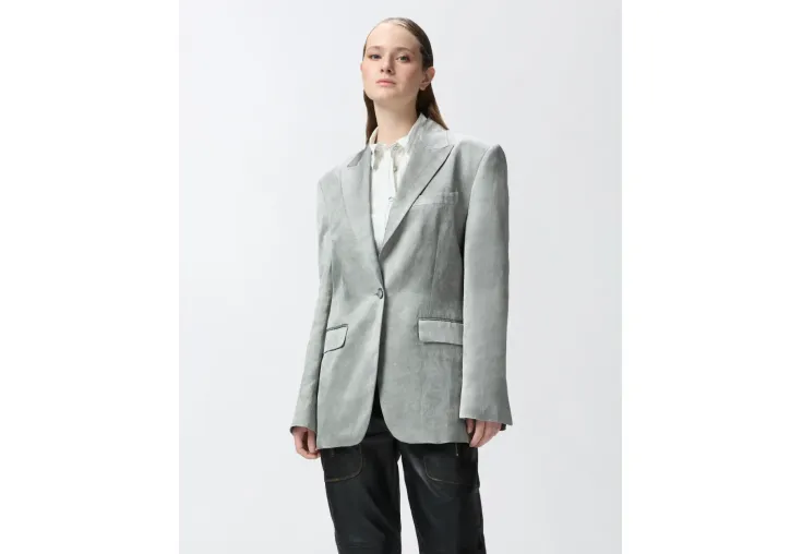 PINKO SINGLE-BREASTED SLUB SATIN BLAZER FOR YOU JACKET 104716 A2BP