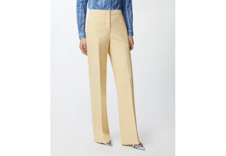 PINKO STRETCH LINEN PLEATED TROUSERS JACOPONE 104929 A0IM