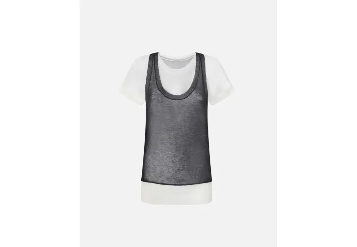 PINKO T-SHIRT ΜΕ ΑΜΑΝΙΚΟ ΜΠΛΟΥΖΑΚΙ MARK 105152 A2LS