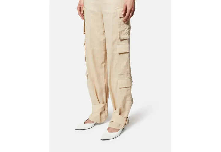 SILVIAN HEACH LINEN CARGO PANTS WITH ANKLE DETAIL GPP25067PA