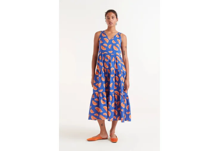 COMPANIA FANTASTICA GRAPEFRUIT PRINT MIDI DRESS 51C/11010