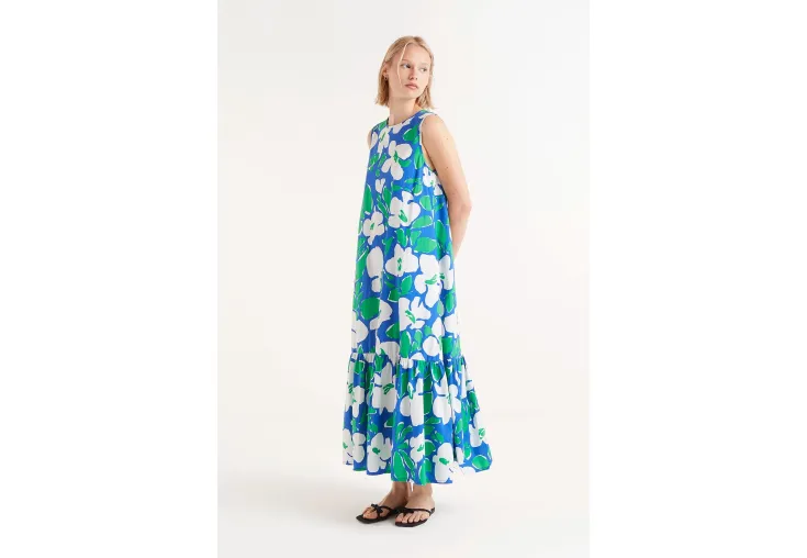 COMPANIA FANTASTICA FLORAL PRINT MIDI DRESS 51C/41013