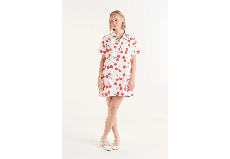 COMPANIA FANTASTICA SHORT CHERRY PRINT DRESS 51C/41004