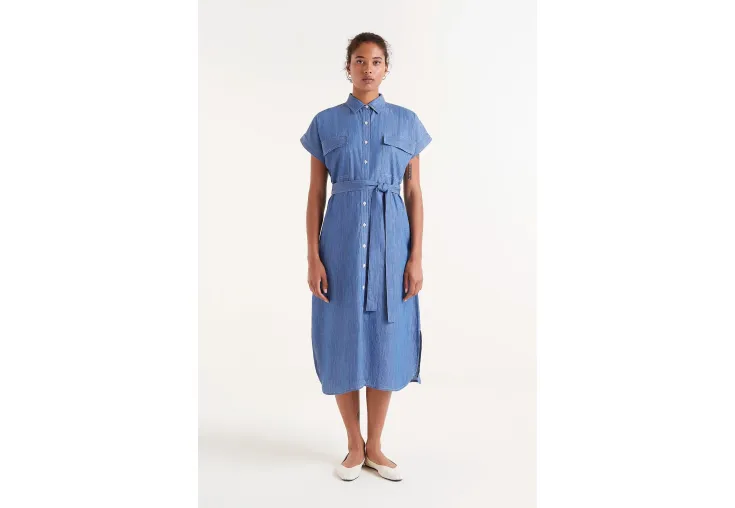 COMPANIA FANTASTICA DENIM MIDI SHIRT DRESS 51C/40011