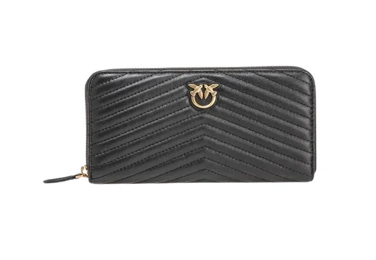 PINKO ZIP-AROUND WALLET IN CHEVRON-PATTERNED NAPPA LEATHER 100250A0GK