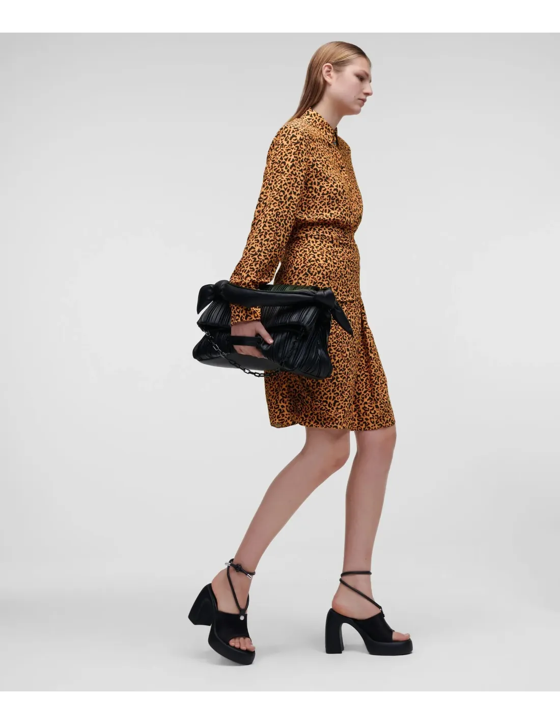 KARL LAGERFELD LEOPARD PRINT SHIRT DRESS 231W1303