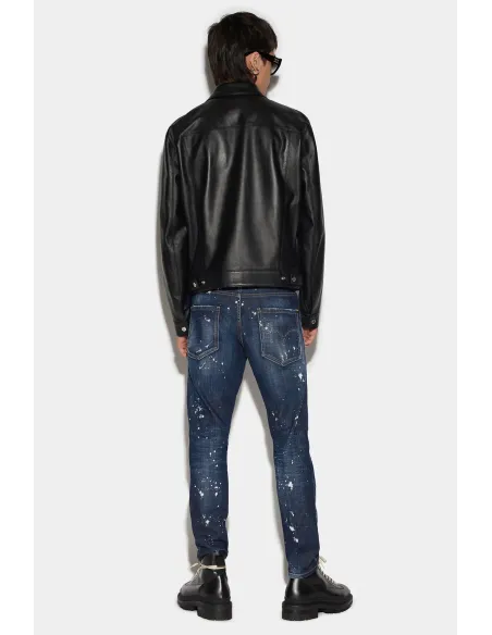 DSQUARED2 DARK RIPPED WASH SKATER JEANS S74LB1232 - Color: Blue - Imatio.gr